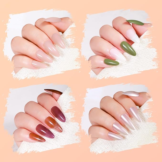 Press on Nails, 24 Colors 576PCS Medium Almond False Nails with 12 Sizes, Full Cover Press on Nails for Women, Lightweight Matte Natural Fake Nails for Nail Art Design