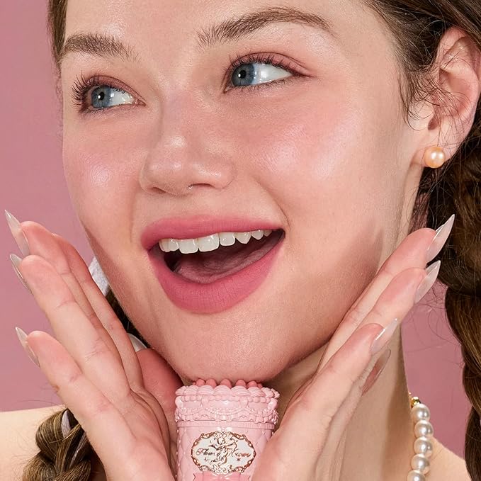 Flower Knows Strawberry Cupid Cake Lip Cream,Velvety-Smooth Matte Liquid Lipstick,Hydrating,Smudge-proof & Stain-Free Lip Stain(V05 Pineberry,0.17 Fl Oz)