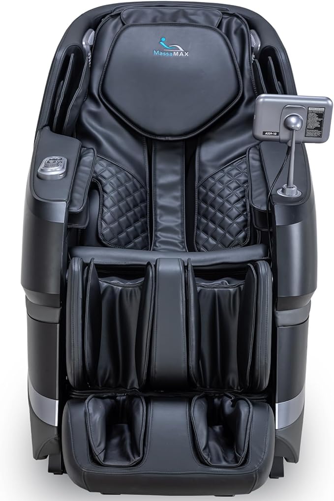 MassaMAX MT339 4D Massage Chair, Full Body Shiatsu Recliner with Auto Extendable Footrest, Zero Gravity, SL Track, Deep Yoga Stretch,15 Modes, AI Voice Control, Foot Rollers, and Heating (Deep Black)