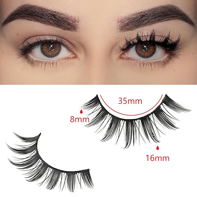 FARRED Manga Lashes Spiky Anime Eyelashes 10 Pairs Cosplay False Wispy Lash Strips Doll Eye Spike Wet Fake Eyelash 16mm Manhwa Cluster Lashes Natural Thick Korean Japanese Style Individual Lash