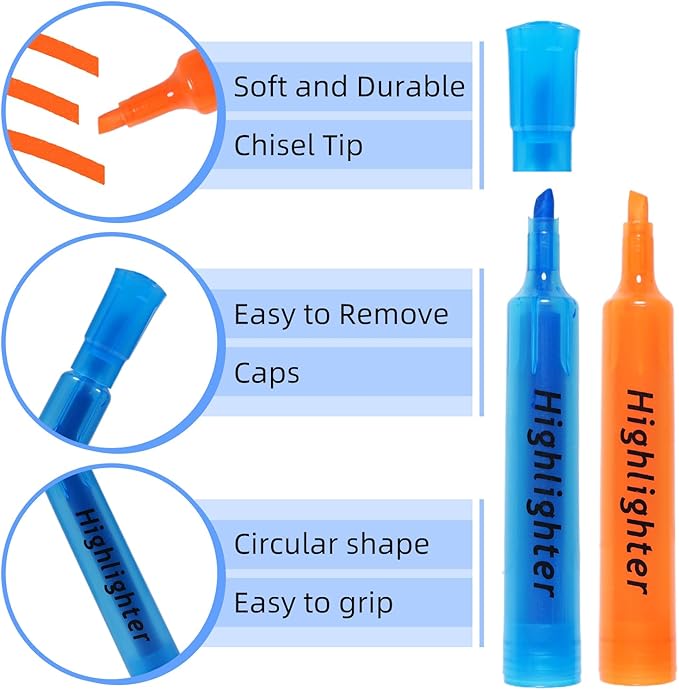 Aesthetic Highlighters 7 Pcs, Tank Style Highlighters Pastel Color, No Bleed Bible Highlighter Assorted Colors, Chisel Tip, Office School Supplies