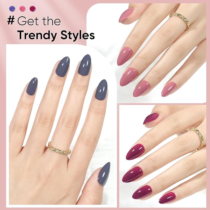 Jofay Fashion Almond Square Fake Nails: Winter Acrylic Press Ons, 16 Sizes, Full Cover Stick On, Reusable Glue On False Nails