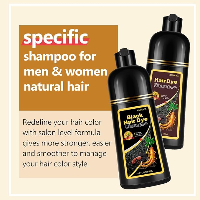 Instant Natural Brown Hair Color Shampoo - 3 in 1 for Gray Hair, 100% Coverage in 10-15 mins, Long Lasting, 16.9 Fl Oz