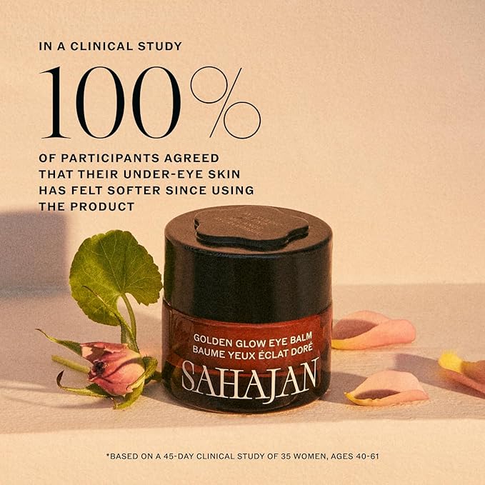 Sahajan Golden Glow Eye Balm with Ghee + Centella | Clinically-Proven Clean Ayurvedic Rich Eye Cream | Visibly Softens, Moisturizes, Smooths, Firms, Tightens | 0.5 fl oz