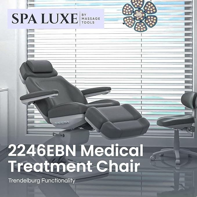 Massage Tools - Professional Spa and Facial Chair with 240° Rotation, LED Lighting, Memory Settings, and Adjustable Headrest - Premium Service Bed and Spa Chair for Salon and Facials - Light Gray