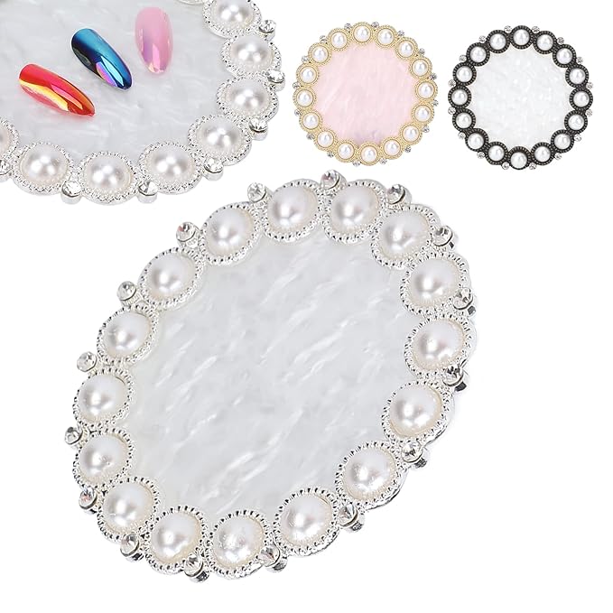 Polish Mix Palette, Resin Nail Art Display Board Cosmetic Nail Mixing Palette Color Mixing Nail Art Tips Display Plate(Silver)