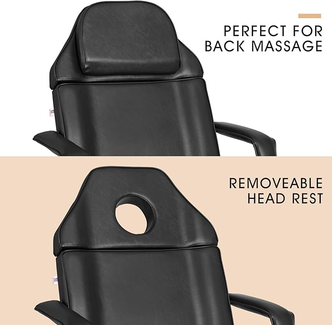 Artist hand Facial Bed for Esthetician Massage Table Beauty Bed Medical Aesthetic Tattoo Chair with 3 Motor Electrical Adjustments,Black