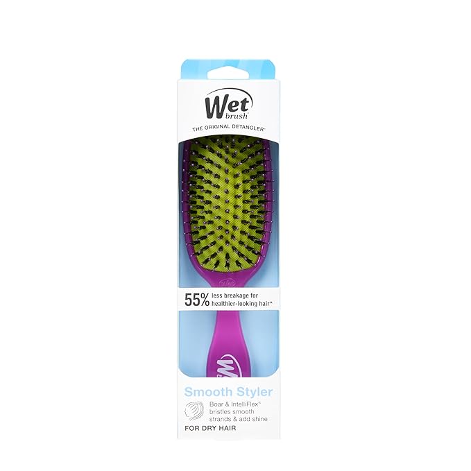 Wet Brush Shine Enhancer Hair Brush, Purple - Exclusive Ultra-soft IntelliFlex Bristles - Natural Boar Bristles Leave Hair Shiny And Smooth For All Hair Types - For Women, Men, Wet And Dry