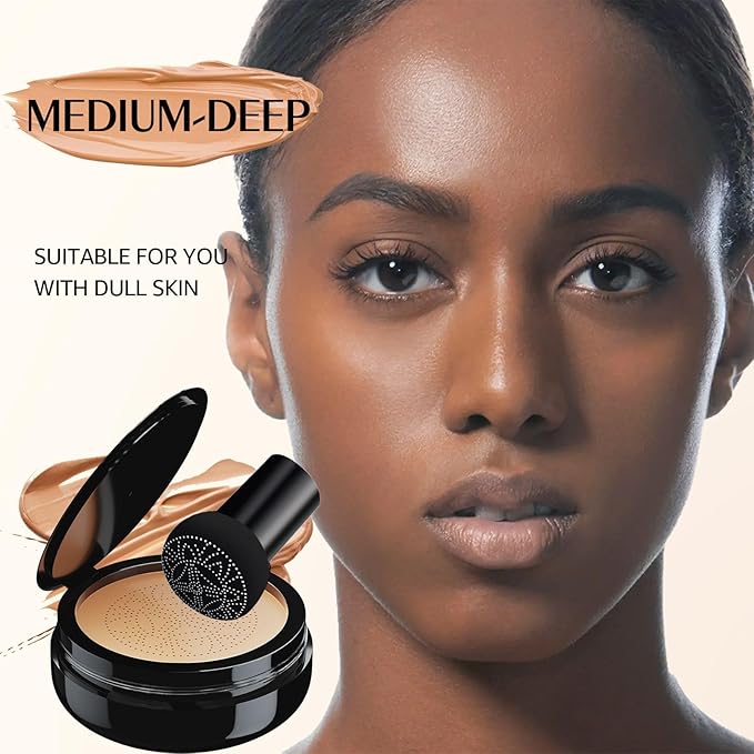 Mushroom Head Air Cushion CC Cream - Tattoo Cover up Makeup Waterproof Long-Lasting Moisturizing Concealer Foundation, Even Skin Tone for All Skin Types (Medium)