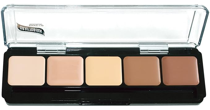 Graftobian HD Glamour Crème Foundation Palette (Highlight & Contour Light) - High Definition 5 Color Makeup Palette, Cream Based Hi-Lite and Contour Palette, Full Coverage - Light Skin Shades