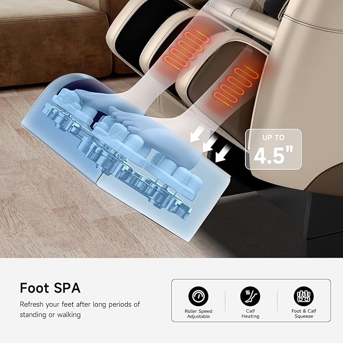 2025 Massage Chair Full Body, Zero Gravity Recliner with 6 Auto Modes, Foot Massage, Heating, Bluetooth, Khaki
