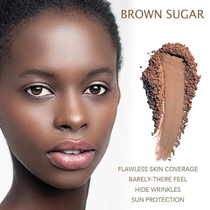 BellaTerra Cosmetics Mineral Powder Foundation – Brown Sugar | Warm Medium-Deep Shade | Buildable Matte Finish for Smooth Complexion and Natural Radiance 9g