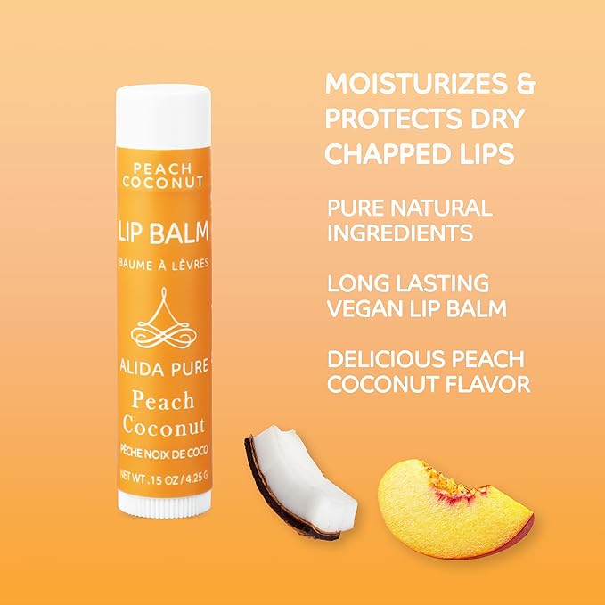 Peach Coconut Lip Balm Collection, Vegan Lips,