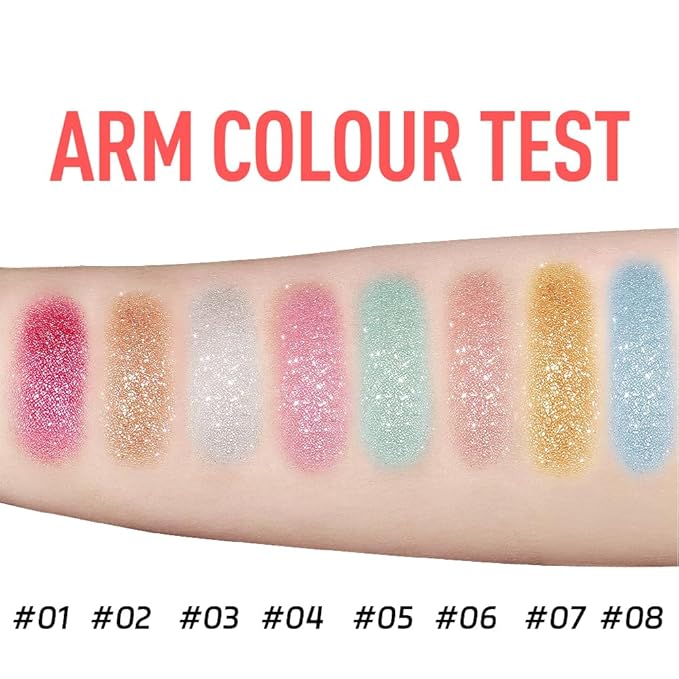 Glitter Body Highlighter Powder Body Shimmer Sparkle Face Brightening Highlighter Powder for Face Eyes Body Glow Makeup With sponge head（07#）