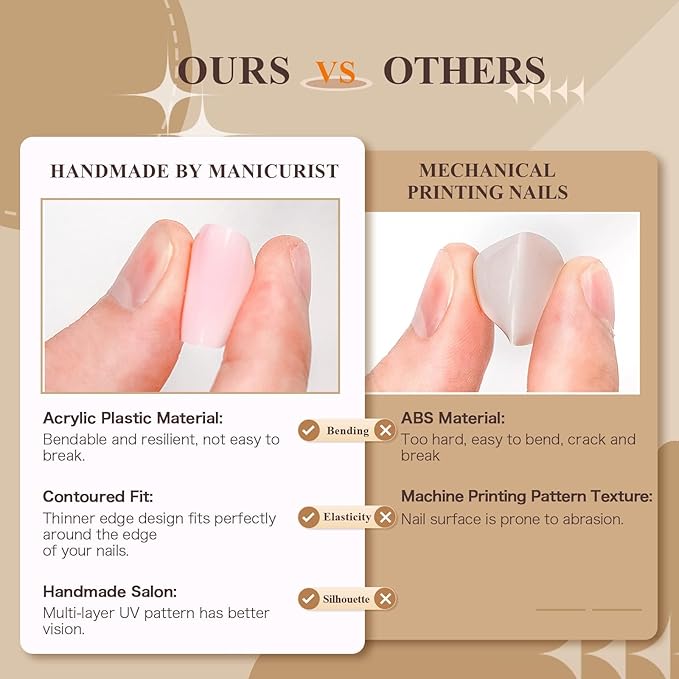 Square Coffee Brown Press on Nails Short, Jofay Fashion Winter Fall Solid Color False Nails with Glue, Comfortable & Natural Acrylic Fake Nails, Glue on Nails for Women Girls Gift