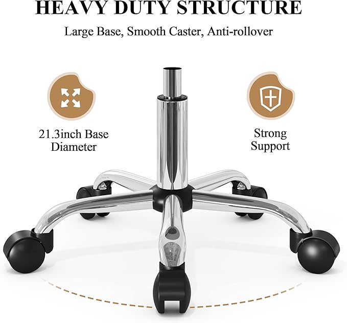 SHA CERLIN Rolling Stool with Wheels Swivel Shop Salon Chair Adjustable Drafting Massage Medical Tattoo Spa with PU Leather Cushioned, Grey