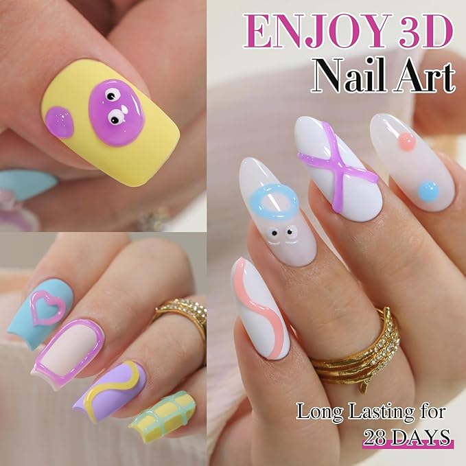 Double Rhythm 0.5 Oz 3D Nail Gel Nail Art Sculpting Polish No Wipe for Nail Designs DIY Nail Art for Drawing, Molding and Decoration (3D Sculpting Gel Purple)