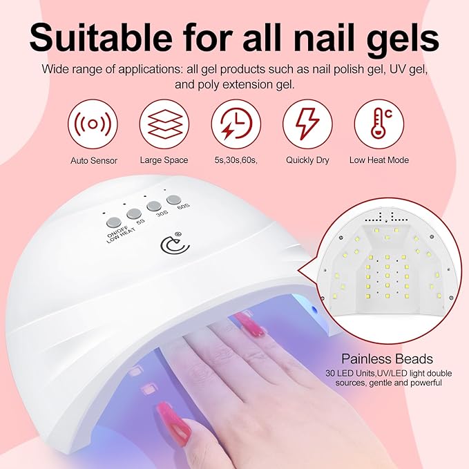 COSCELIA Gel Nail Polish Kit with U V light and Drill Starter Kit 35 Colors Gel Nail Polish with 5pcs Top Base Coat Nail Art All Seasons Professional Gel Manicure Kit DIY at Home Gifts for Women