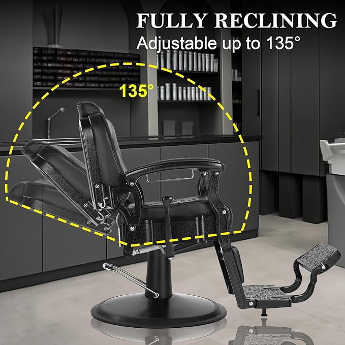 Vintage Barber Chair Heavy Duty Barber Chairs for Hair Stylist Hydraulic Reclining Salon Chair Beauty Spa Equipment Retro Style Barber Chair