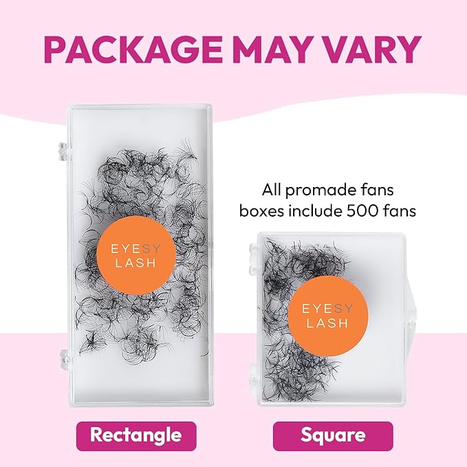 Eyesy Lash 500 Promade Fans - Volume Premade Lash Fans for Eyelash Extensions Pointy Base Handmade Loose Pre Made Eyelashes Middle Stem Soft and Lightweight (10D 0.03 CC 16mm)