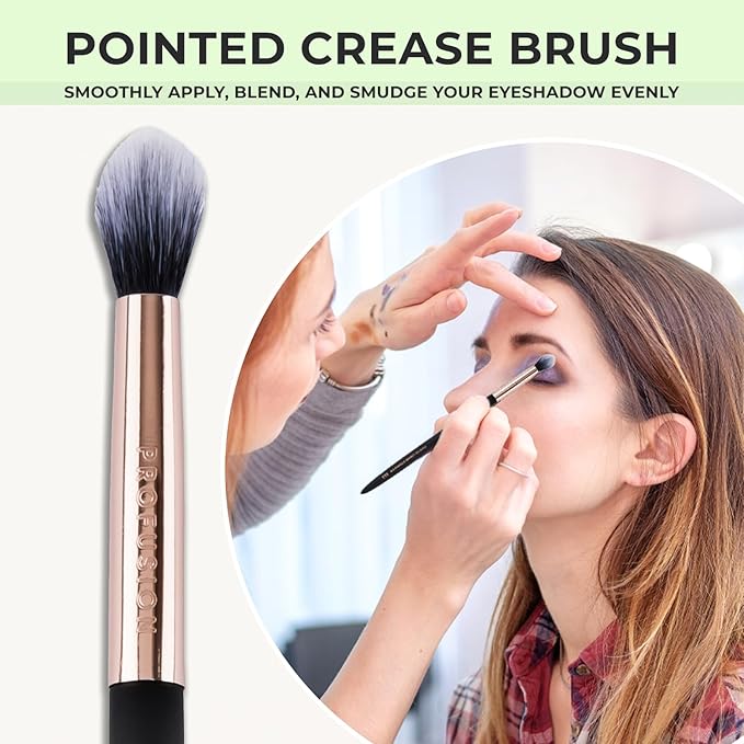 Profusion Cosmetics Pointed Crease Eyeshadow Brush Soft Synthetic Eyeshadow Blending For small Crease Eyebrow Long Lasting smudge Flawless Makeup Look