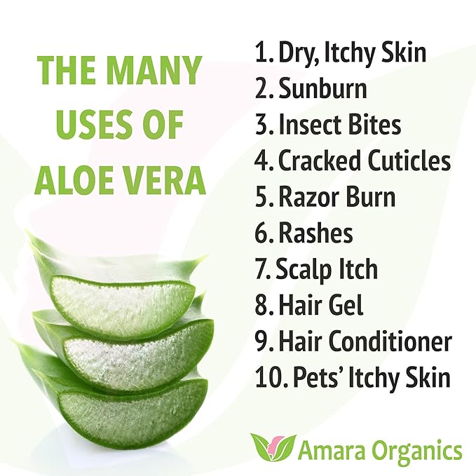 USDA Organic Aloe Vera Gel - For Face, Body, Hair - 100% Pure, After Sun Care