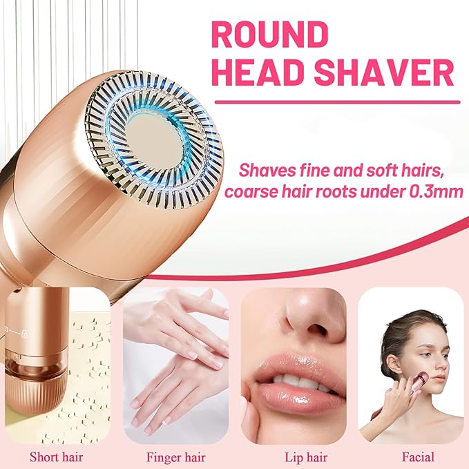 2 in 1 Electric Bikini Trimmer for Women, Dual Head Painless Razor Shaver,Wet & Dry Use Body Hair Trimmer and Facial Hair Remover for Underarm Leg Arm Body Face