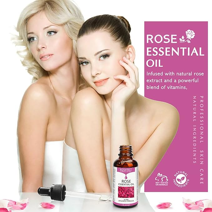 Rose Essential Oil, Face Rose Oil, Moisturizer Rose Oil, Anti Ageing & Anti Wrinkle Serum, Rose Oil for Face, Skin Care, 1 FL.OZ (30ml)