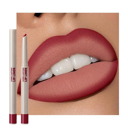Erinde Long-Lasting Lip Liner Pencil, 2-in-1 Matte Lipliner Pencil for Sculpting & Filling, Rich Color Creamy Waterproof Lip Liner Crayon, Lip Contour Tint Makeup, Vegan & Cruelty-Free, 02 Rose Red