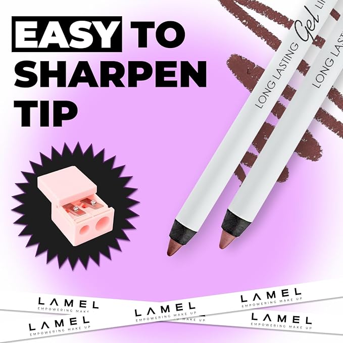 Lamel Matte Gel Lip Liner Pencil 5 Pcs Set - Creamy, Sharpenable, Longwear, Waterproof Lip Combo - Intense Brown 414, Berry 404, Chilli 413, Mauve 410 and Spicy Nude 412