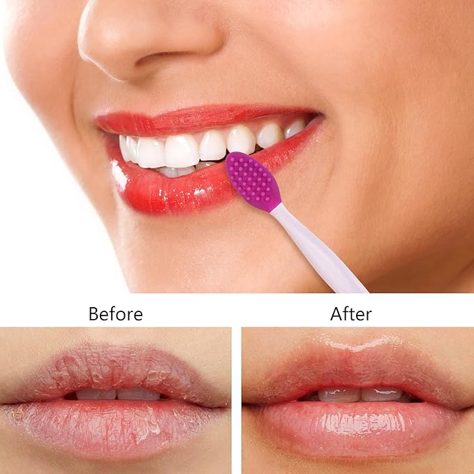 9 PCS Lip Scrub Brush, Double-Sided Lip Scrubber Exfoliator Silicone Lip Brush Tool for Men Women, Lip Lightening for Dark Lips- 3 Colors