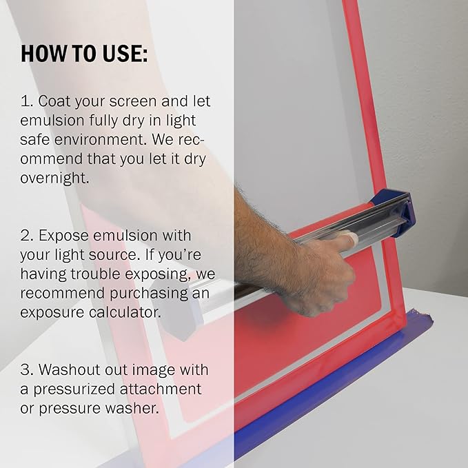 Ecotex® Tex-Red Screen Printing Emulsion (Gallon - 128oz.) Pre-Sensitized Photo Emulsion for Silk Screens and Fabric - for Screen Printing Plastisol Inks, Pure Photopolymer Screen Printing Supplies