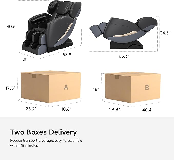 2025 Massage Chair Full Body, Zero Gravity Recliner with 6 Auto Modes, Foot Massage, Heating, Bluetooth, Black