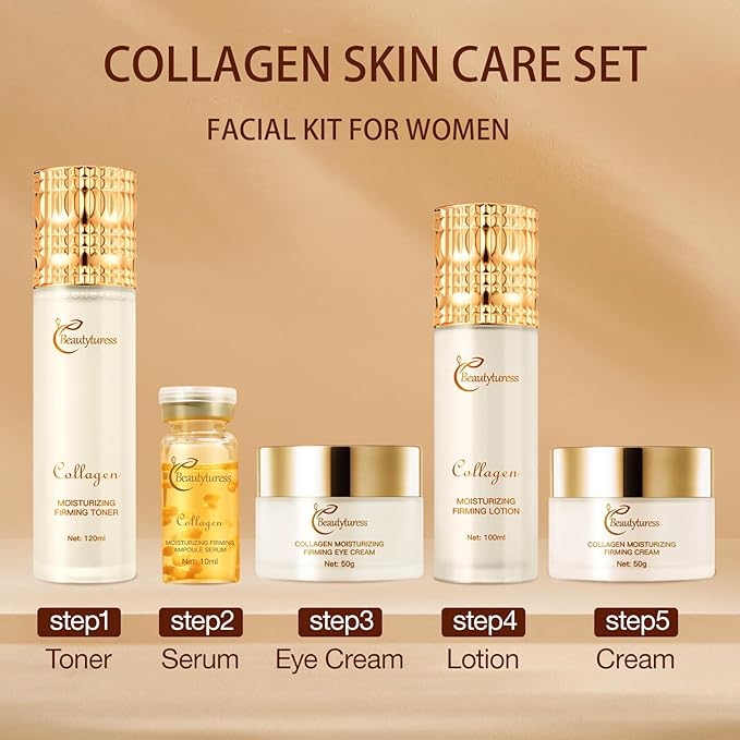 Anti Aging Skin Care Set - Snail Mucin & Collagen Infused - Skincare Gift Sets for Women - Deep Moisturizing & Firming Facial Kits - Suitable for All Skin Types