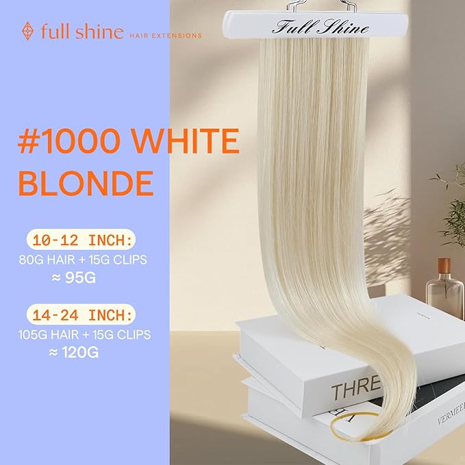 Full Shine Hair Extensions Clip ins Blonde for Fine Thinning Hair Clip in Hair Extensions Blonde for Quinceanera 22 Inch 7 Pcs 120 G