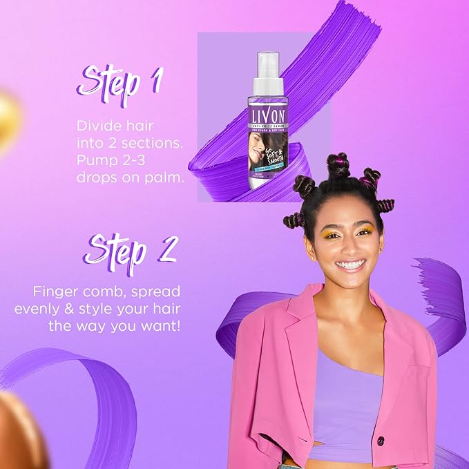 Livon Anti Frizz Serum with Vitamin E & Argan Oil| For Women & Men|For Dry & Rough Hair| 24 hour Frizz Free Smoothness | 3.3 Fl.oz.