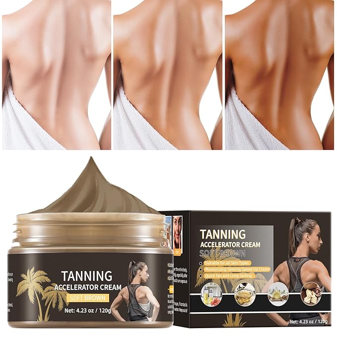Tanning Accelerator Cream Tan Lotion, Tanning Gel Shine Brown Tanning Cream Natural Brown Tanning Lotion Effective in Sunbeds & Outdoor Sun Luxury Intensive Tanning Cream Tanning Accelerator Outdoor