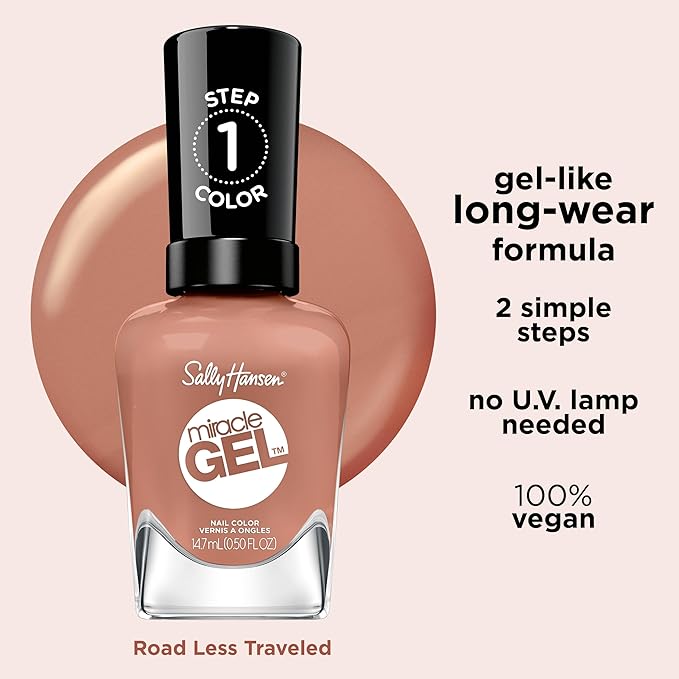 Sally Hansen Miracle Gel™, Road Less Traveled, Long Lasting, Gel-Like Formula, No UV Lamp Needed, Orange Nail Polish
