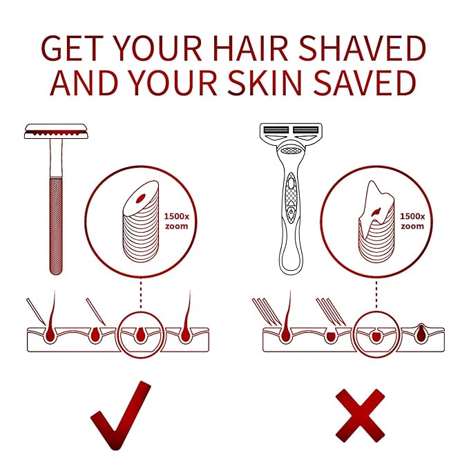 Bambaw Double Edge Safety Razor with Stand, Safety Shaving Razor with 5 Double Edge Safety Razor Blades, Eco-Friendly Razor for Shaving – Red