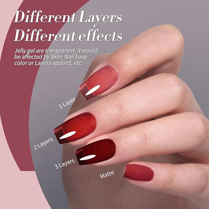 Born Pretty Jelly Red Burgundy Gel Nail Polish Christmas Ruby Blood Red Glitter Cat Magnetic Eye Gel Nail Polish Cherry Wine Gel Polish Collection Soak Off U v Led Gel Nail Kit Minicure DIY Gift 6PCS