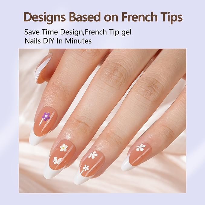 Misssix French Gel Nail Tips, 150Pcs French Tip Press on Nails Medium Almond Brown, No Need to File 3 in 1 Tips Pre-lasting, Fake Nails for Nail Art DIY 15 Sizes