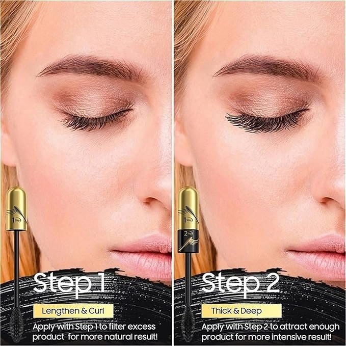 Tubing Mascara Instant Extensions - Black 2-1 Curling Eyelashes and No Clumping, Waterproof Mascara for Volumizing and Lengthening, Create Natural Eye Makeup (0.28 fl. oz)