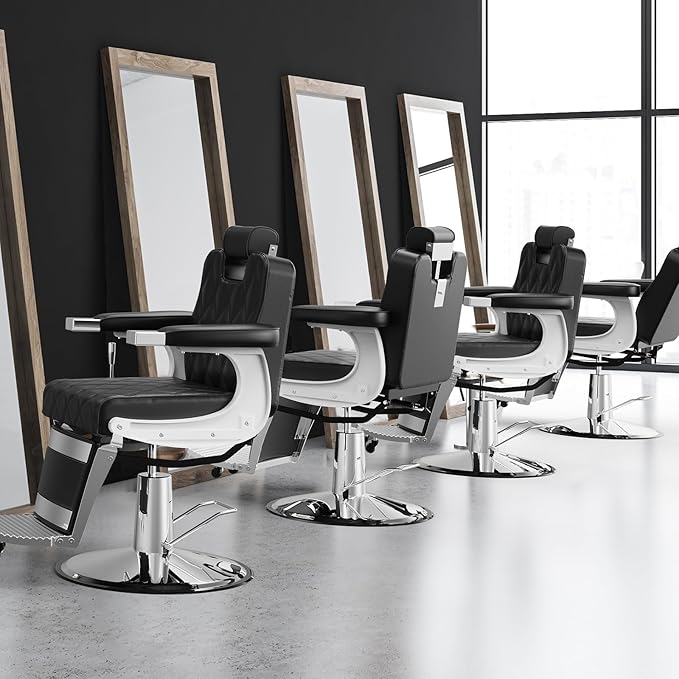 OmySalon Vintage Barber Chair All Purpose Wide Seat, 360° Swivel,Reclining Salon Chair Heavy Duty for Barbershop Beauty Spa Shampoo