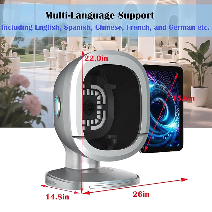 Skin Analysis Machine Professional Facial: 15.6'' HD Touchscreen, w/8-Spectrum Imaging, Before&After Comparison, AI Product Recommendation – Ideal for for Salons, Spas&Skincare Studios