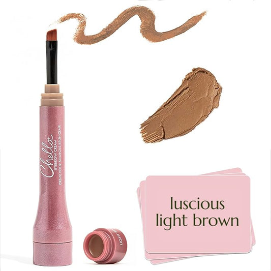 Chella Eyebrow Cream, Luscious Light Brown - Vegan, Cruelty Free, Paraben Free, Gluten Free Eyebrow Pomade Makeup - Long Wearing, Velvet Consistency, Water Proof