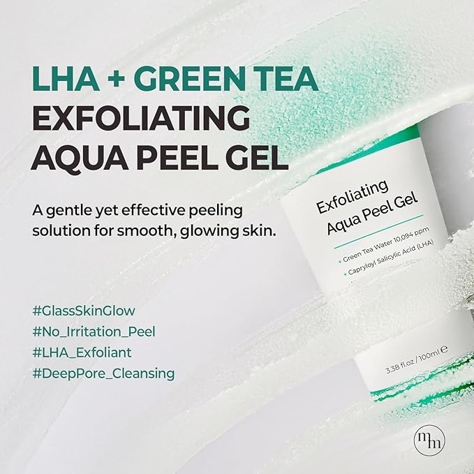 MOTHER MADE LHA Green Tea Exfoliating Aqua Peel Gel, Pore Care, Gentle Facial Exfoliator, Dead Skin Remover, Natural Cellulose for Peeling, Vegan, Korean Skincare, 2 Pack (100ml / 3.38 fl.oz)
