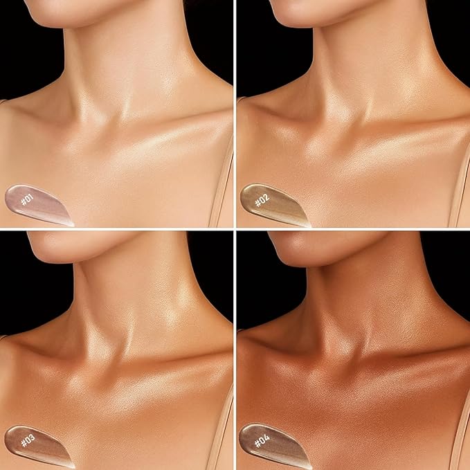 Body Shimmer Oil – Liquid Highlighter for Glowing Skin, Waterproof & Long-Lasting Body Makeup for Face, Arms, Legs & Shoulders, Bronze Illuminating Glow Lotion, 1.6 Fl Oz (02#/ Bronze Glow, 50ml)