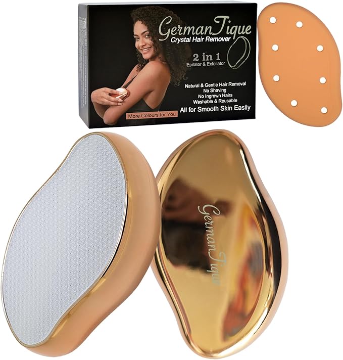 Crystal Hair Eraser,Natural Crystal Hair Remover,Reusable Painless Nano Glass Hair Removal Device without Shaver,Gentle Crystal Epilator and Exfoliator for Soft Silky Skin(Gold)