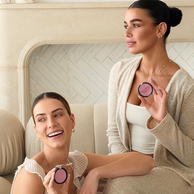 Palladio Matte Blush, Brushes onto Cheeks Smoothly, Soft Matte Look and Even Finish, Flawless Velvety Coverage, Effortless Blending Makeup, Flatters the Face, Convenient Compact, Bayberry