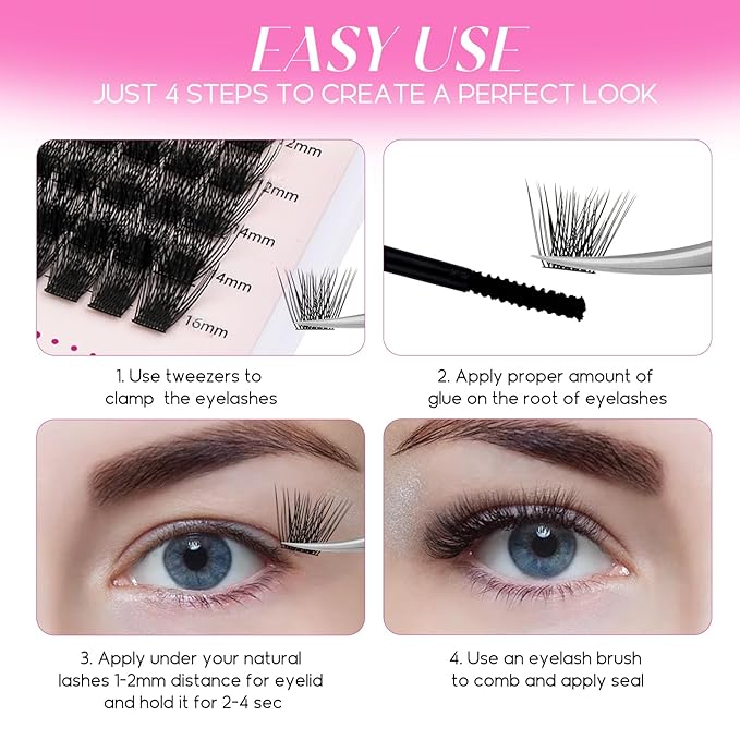 Lash Clusters DIY Eyelash Extensions 168 Clusters Lashes D Curl 0.07 Natural Individual Lash Extensions Mixed Tray False Eyelashes Soft & Strong Thin Band DIY at Home (F22+F23-0.07D, 8-16mm)